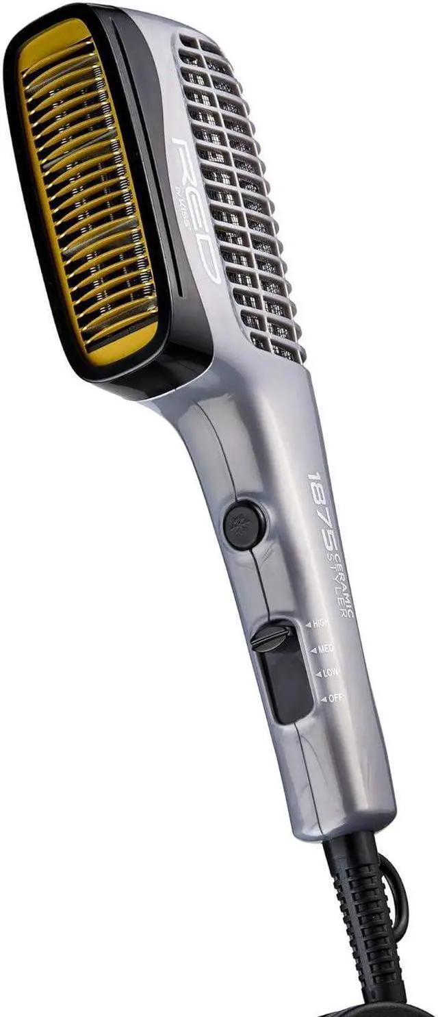 Alt view image 2 of 7 - RED by KISS 1875 Ceramic Ionic Hair Styler with Detangler Pik, Professional Quick Blow Dry Comb, 4 Heat/Speed Settings, Cool Shot Button, Ideal for Curling & Straightening