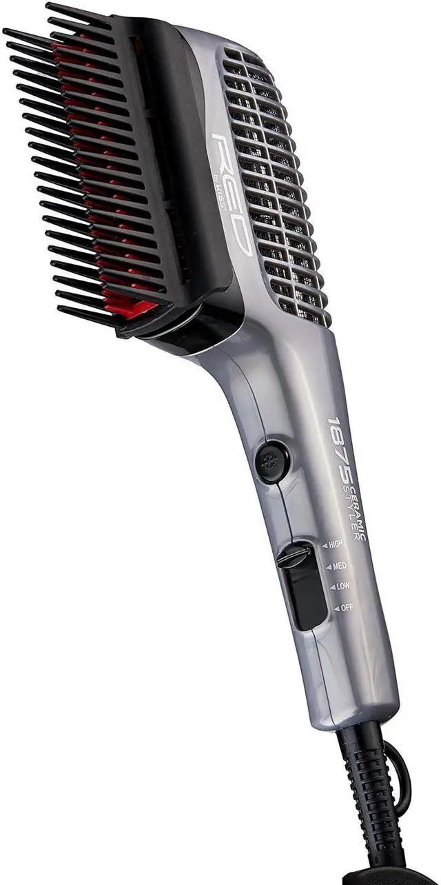 Alt view image 3 of 7 - RED by KISS 1875 Ceramic Ionic Hair Styler with Detangler Pik, Professional Quick Blow Dry Comb, 4 Heat/Speed Settings, Cool Shot Button, Ideal for Curling & Straightening