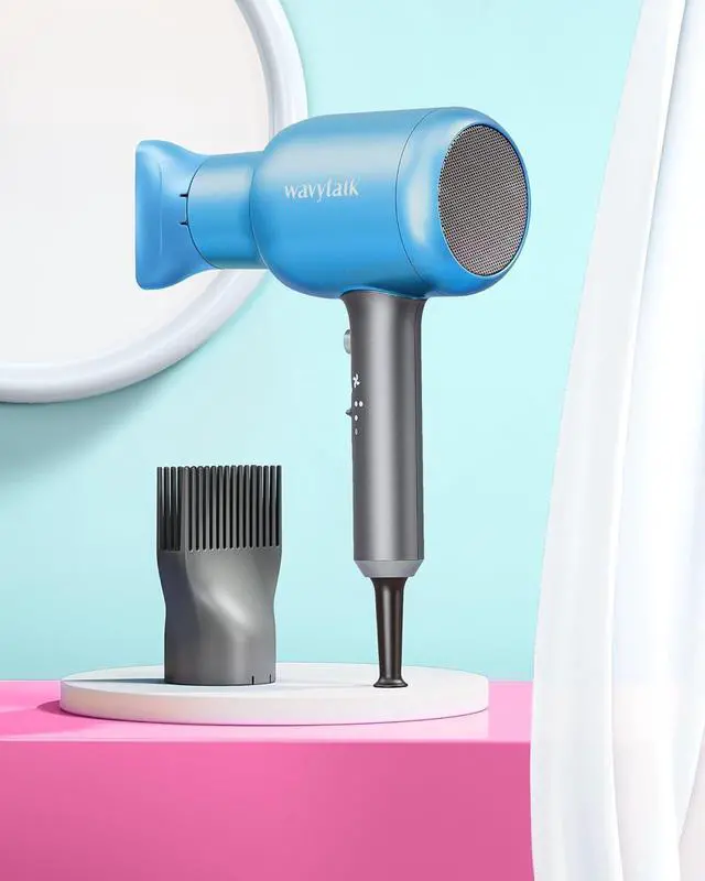 Alt view image 6 of 6 - Wavytalk Professional Hair Dryer Blow Dryer with Diffuser and Concentrator for Curly Hair 1875W Ionic Salon Hair Dryer with Ceramic Technology Fasting Drying Light and Quiet
