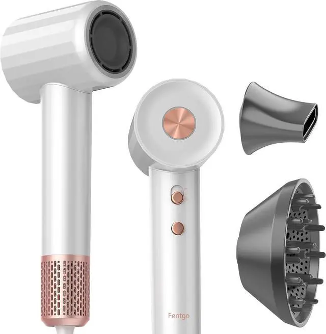 Main image of High Speed Ionic Hair Dryer with Diffuser, Professonal Blow Dryer 110,000 RPM Brushless Motor for Fast Drying, 1500W 4Temps /2Speeds, Thermo-Control Hairdryer for Women Home Travel (White)