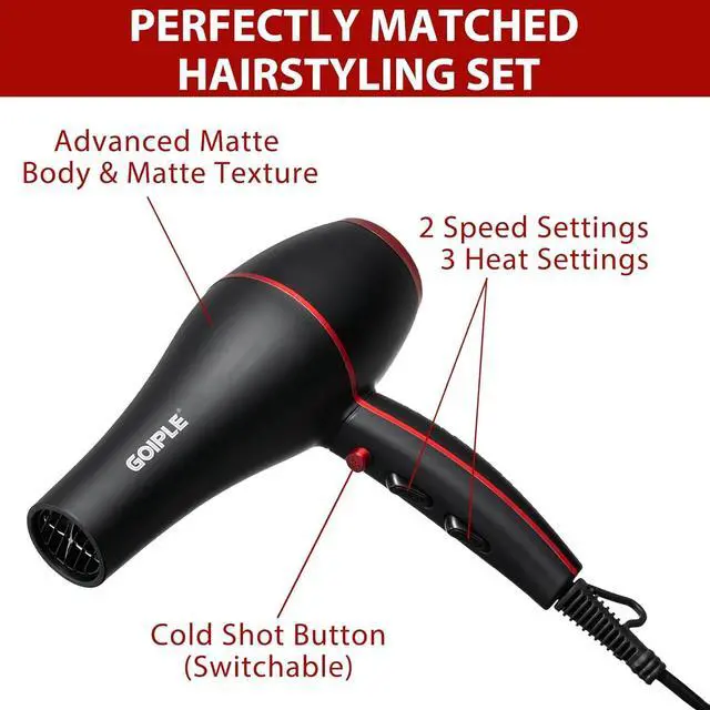 Alt view image 4 of 7 - 21Pcs Professional Hair Dryer Kit - Ionic, Lightweight, Low Noise, Constant Temperature, 1800W Blow Dryer for Women and Men - Includes Hair Dryer, Nozzles, and Accessories Set