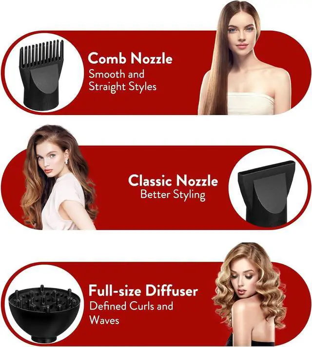 Alt view image 5 of 7 - 21Pcs Professional Hair Dryer Kit - Ionic, Lightweight, Low Noise, Constant Temperature, 1800W Blow Dryer for Women and Men - Includes Hair Dryer, Nozzles, and Accessories Set