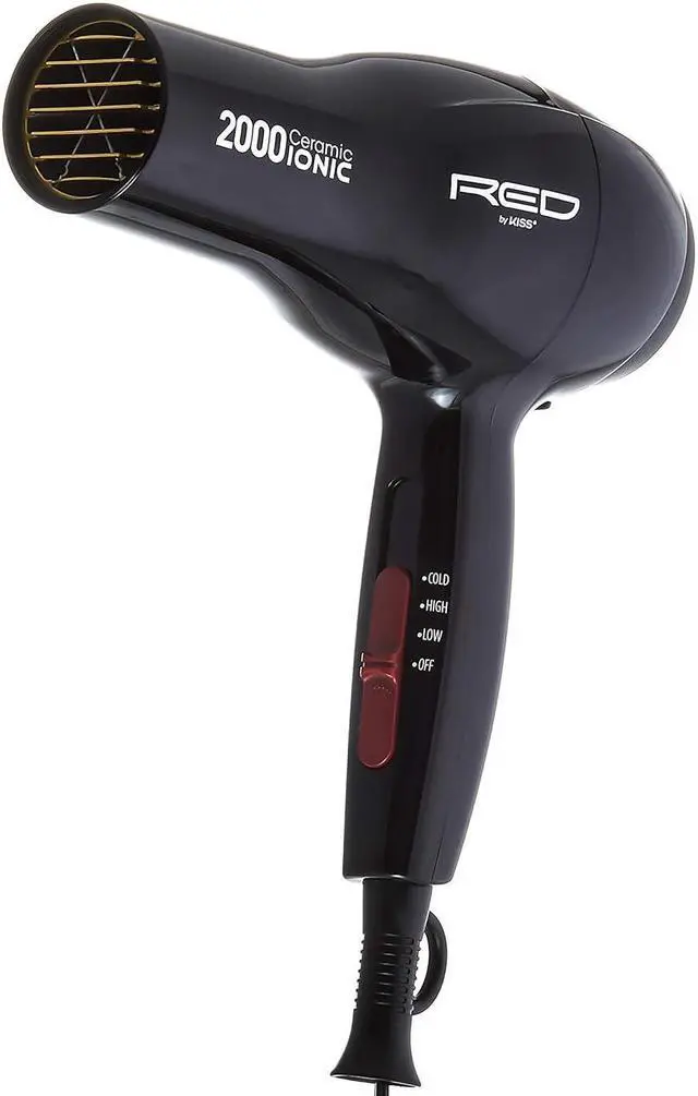 Alt view image 2 of 7 - RED by Kiss Hair Dryer Ionic Hair Blow Dryer - Ceramic Technology, Anti-Frizz, 3 Heat Settings, Lightweight, 2 Detangler Piks