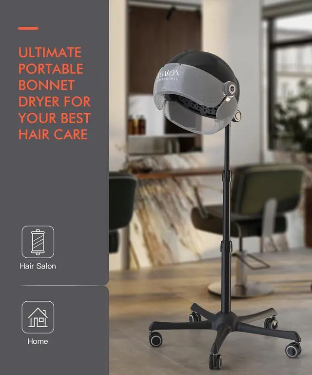 Alt view image 7 of 7 - TASALON Ionic Hooded Hair Dryer - 1875W Bonnet Dryer with 3 Temperature Settings - Portable Standing Dryer for Home and Salon