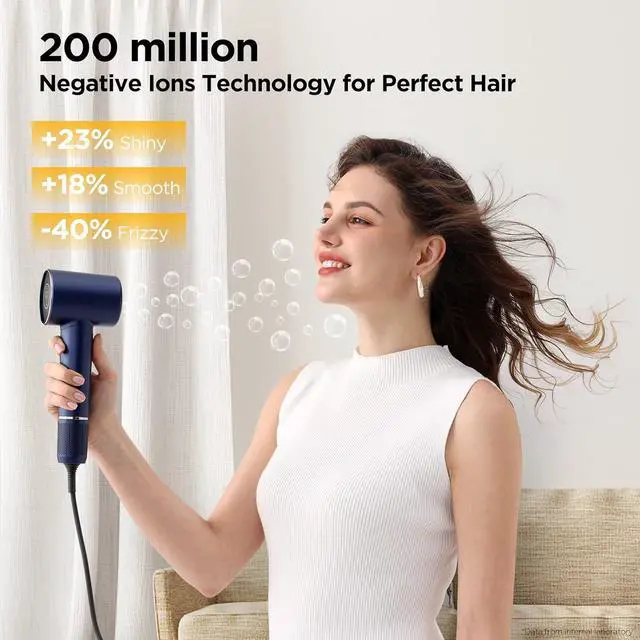 Alt view image 5 of 7 - PARWIN PRO BEAUTY Air-Sonic Hair Dryer with Diffuser, HD-LED Display & 110, 000 RPM High Speed Ionic Blow Dryer, 1 1/4 Inch Left & Right Air Auto-Wrap Curlers, Prussian Blue Professional Version