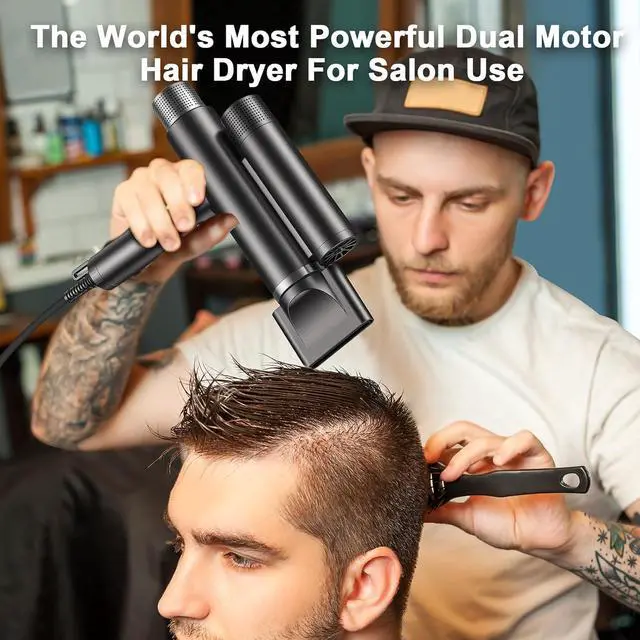 Alt view image 3 of 7 - Hurricane Pro Professional Hair Dryer, Unique 216,000 RPM Dual Brushless Motor | Ionic Blow Dryer for Salon & Home Use | Compact, Lightweight & Quiet Travel Hair Dryer with 3 Speeds (Matte Gray)