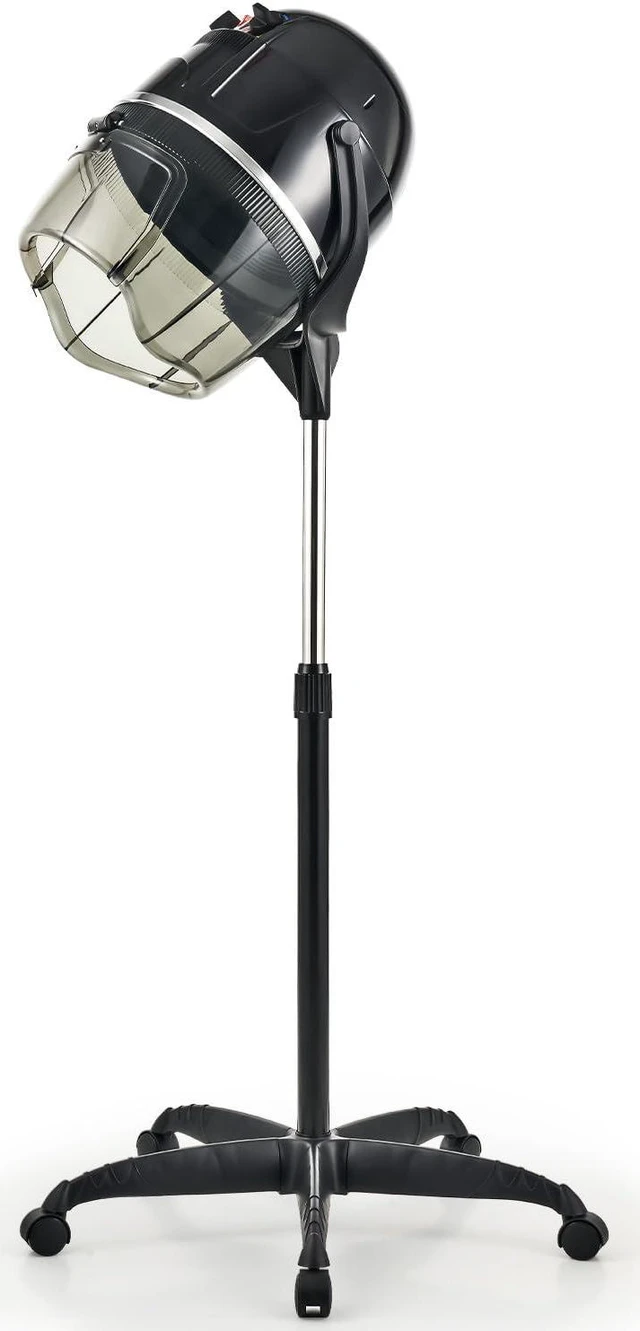 Main image of CO-Z 1300W Black Hooded Hair Dryer with Stand, Adjustable Height, 360 Swivel, Wheels, Temperature Timer, Safe Use