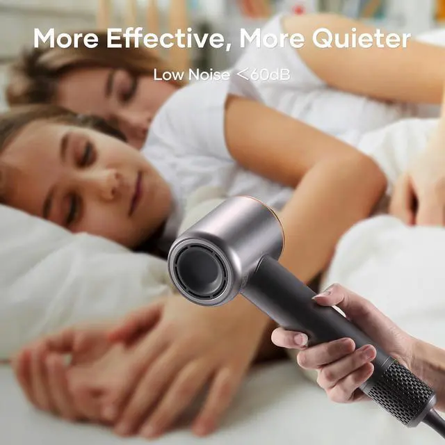 Alt view image 7 of 7 - Professional Hair Dryer, 200 Million Negative Ionic Blow Dryer with 110000 RPM Brushless Motor, 1500W High-Speed HairDryer with Magnetic Nozzle & Diffuser for Salon, Home, Travel (Wisdom Gray)