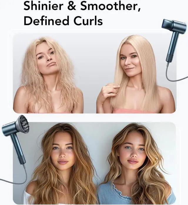 Alt view image 5 of 7 - iDOO Hair Dryer with Diffuser for Women, Christmas Gifts, 1500W Blow Dryer for Curly Hair with 110,000 RPM High-Speed & 200 Million Neg Ions, Travel Hairdryer Blowdryer, Secadora de Pelo para Mujer