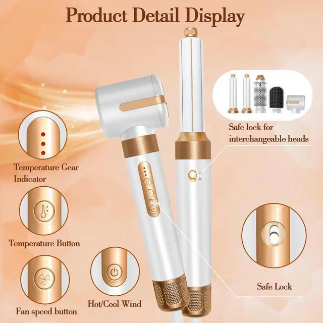 Alt view image 6 of 7 - Hair Dryer Styler 7 in 1 High Speed Brushless Motor Blow Dryer