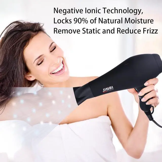 Alt view image 3 of 7 - Professional Salon Grade Hair Dryer 1875W, Powerful Fast Drying Pro Negative Ionic & Infrared Blow Dryer, Low Noise Blow Dryer with Diffuser, Concentrator, Comb, 2 Speed & 3 Heat Settings