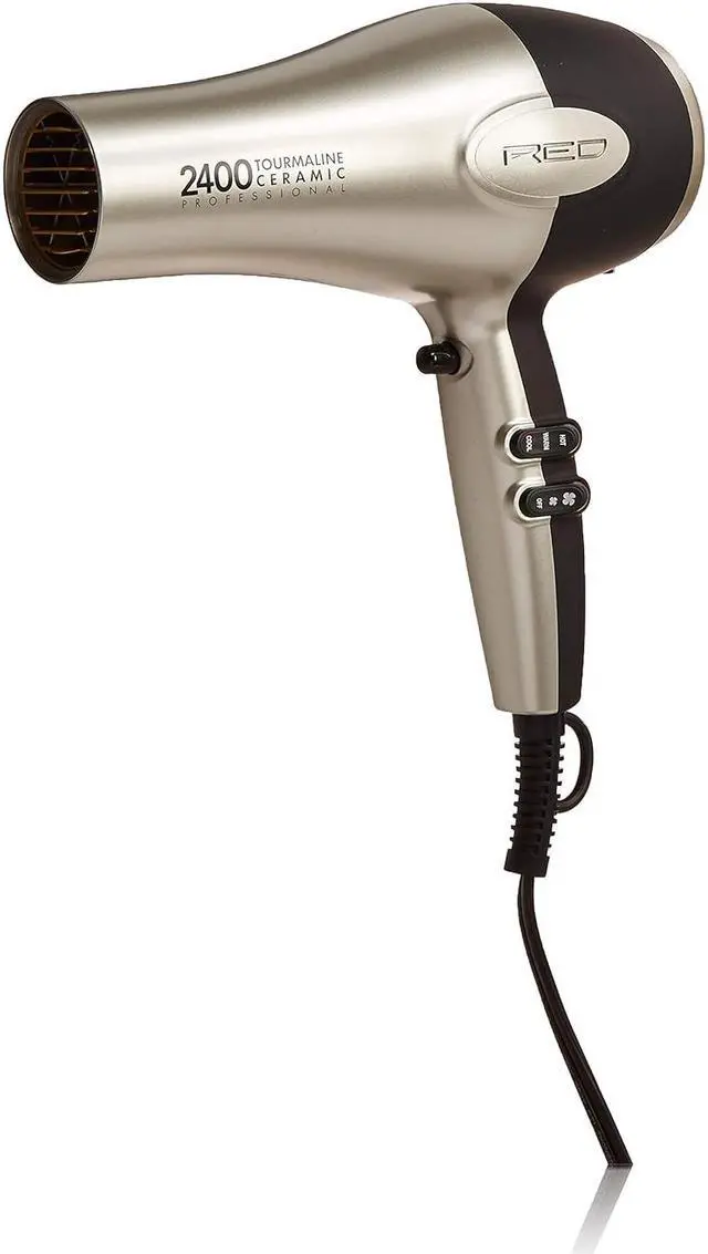 Main image of RED by Kiss Hair Dryer 2400 Tourmaline Ceramic Technology, Professional Blow Dryer, Maximum Shine, Fast Drying, Adjustable Settings, 3 Attachments, Salon Quality