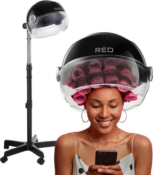Main image of RED by Kiss 3000 Ceramic Stand Hood Dryer with Digital Timer, Adjustable Height, 360° Wheels, 3 Temp Settings, Quick Drying, Comfortable Hood, Ideal for Home & Salon Use