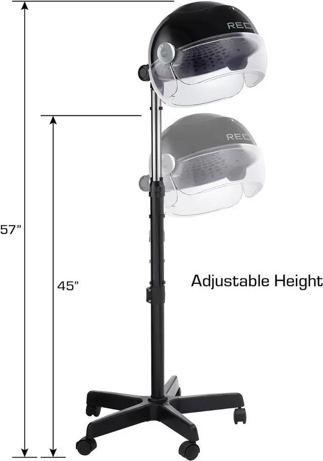 Alt view image 6 of 7 - RED by Kiss 3000 Ceramic Stand Hood Dryer with Digital Timer, Adjustable Height, 360° Wheels, 3 Temp Settings, Quick Drying, Comfortable Hood, Ideal for Home & Salon Use