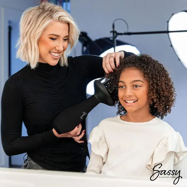 Alt view image 7 of 7 - Sassy Ceramic Ion Hair Dryer, 1875-Watt Salon Dryer with Concentrator and Diffuser, Multiple Heat Settings and Cool Shot (Black)