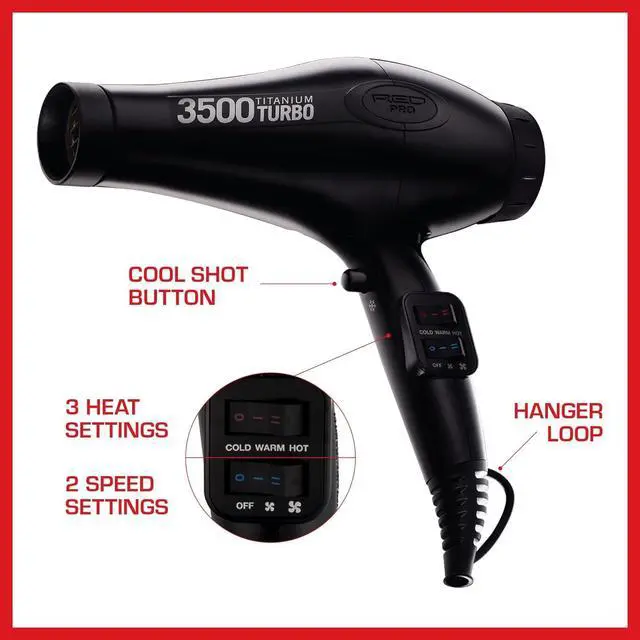 Alt view image 3 of 7 - RED PRO Kiss Robin Titanium 3500 Blow Dryer 110 V