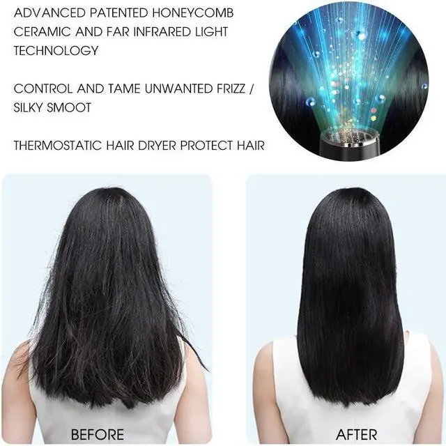Alt view image 4 of 7 - (2nd Gen) REAL INFRARED LIGHT Professional Salon Hair Dryer with Patented Ceramic Honeycomb for Fast Drying, No Heat Damage, Prevent Hair Loss, Frizz Free, More Volume & More Shine