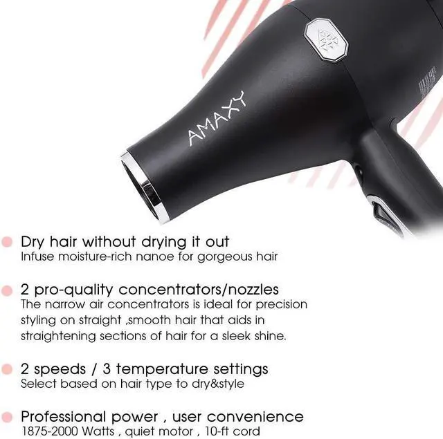 Alt view image 3 of 7 - (2nd Gen) REAL INFRARED LIGHT Professional Salon Hair Dryer with Patented Ceramic Honeycomb for Fast Drying, No Heat Damage, Prevent Hair Loss, Frizz Free, More Volume & More Shine