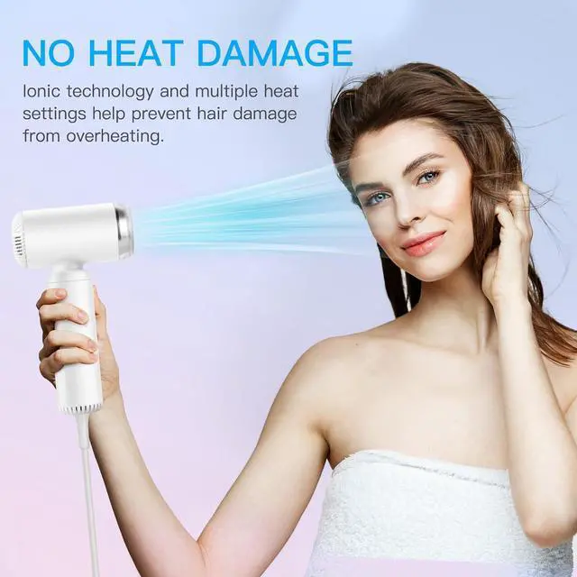 Alt view image 7 of 7 - Hair Dryer, Travel Portable [Super Mini] High-Speed Ionic Blow Dryer, 200 Million Negative Ions, 110,000RPM Brushless Motor for Home Salon Fast Drying Compact Lightweight, White