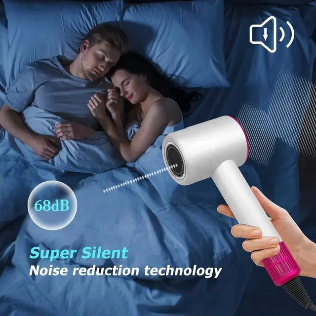 Alt view image 7 of 7 - Hair Dryer,Negative Ionic Blow Dryer with Diffuser,110,000 RPM High-Speed Brushless Motor Thermo-Control Hairdryer with 5 Magnetic Nozzles,Low Noise,Perfect for Home,Travel(White)