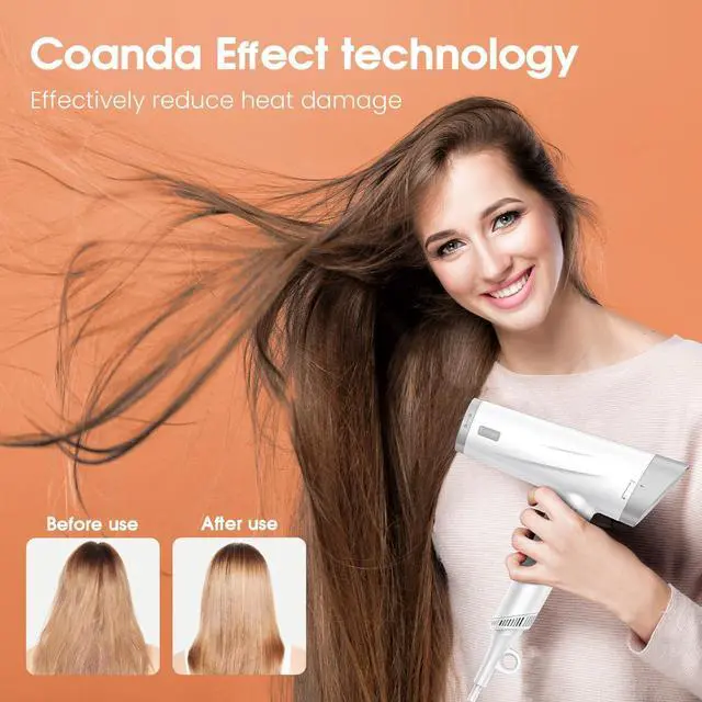 Alt view image 6 of 7 - Hair Dryer, Fentgo High Speed Ionic Hair Dryer with Diffuser, Professional Blow Dryer 110,000 RPM AC Motor for Fasting Drying 1875W Thermo-Control Lightweight Hair Dryer for Women Men