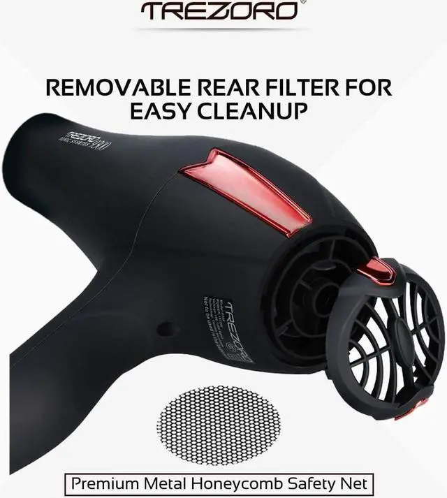 Alt view image 7 of 7 - Diffuser Hair Dryer - Professional Ionic Hair Dryer with Powerful 2200W Motor for Quiet and Fast Drying - Negative Ions Reduce Frizz and Maintain Hair Health - Diffuser Attachment for Curly Hair