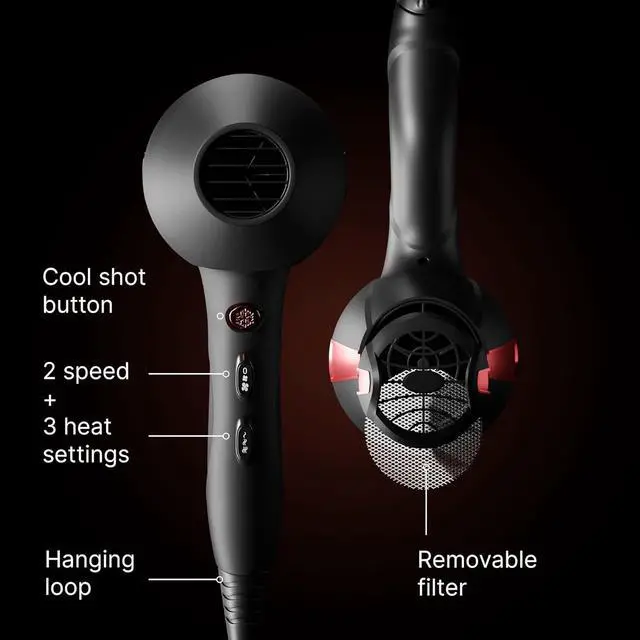 Alt view image 6 of 7 - Diffuser Hair Dryer - Professional Ionic Hair Dryer with Powerful 2200W Motor for Quiet and Fast Drying - Negative Ions Reduce Frizz and Maintain Hair Health - Diffuser Attachment for Curly Hair