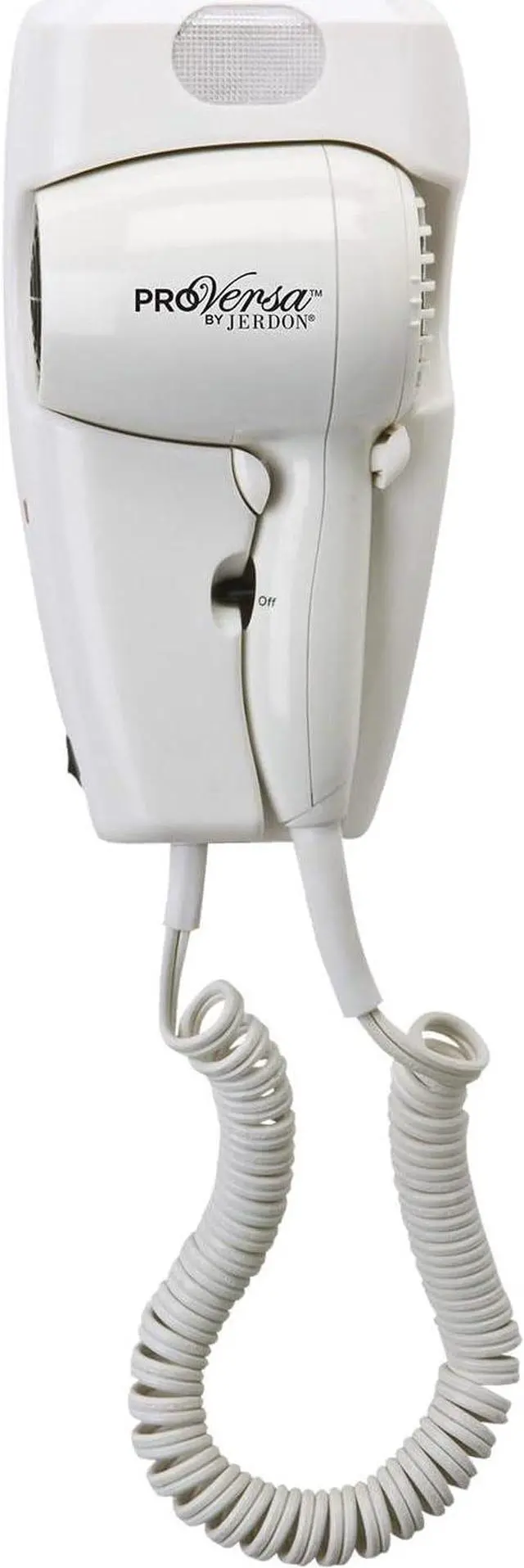Main image of Jerdon Wall-Mount Hair Dryer - White Plug-in Hotel Style with 32 Power Cord - Wall Mounted JWM8C