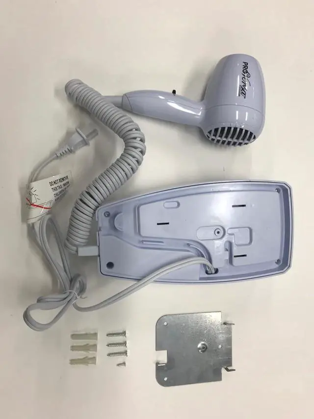 Alt view image 2 of 3 - Jerdon Wall-Mount Hair Dryer - White Plug-in Hotel Style with 32 Power Cord - Wall Mounted JWM8C