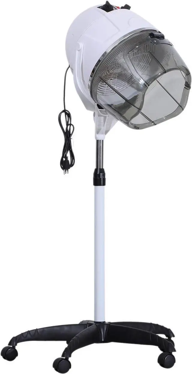 Main image of BarberPub Adjustable Hooded Floor Hair Bonnet Dryer Professional Stand Up Rolling Base with Wheels Beauty Salon Spa Equipment VHD08 (Pure White)