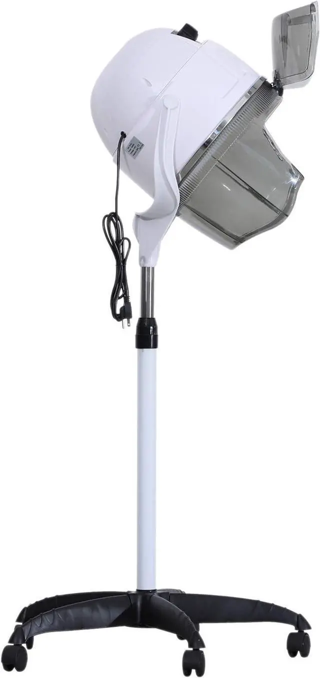Alt view image 3 of 7 - BarberPub Adjustable Hooded Floor Hair Bonnet Dryer Professional Stand Up Rolling Base with Wheels Beauty Salon Spa Equipment VHD08 (Pure White)