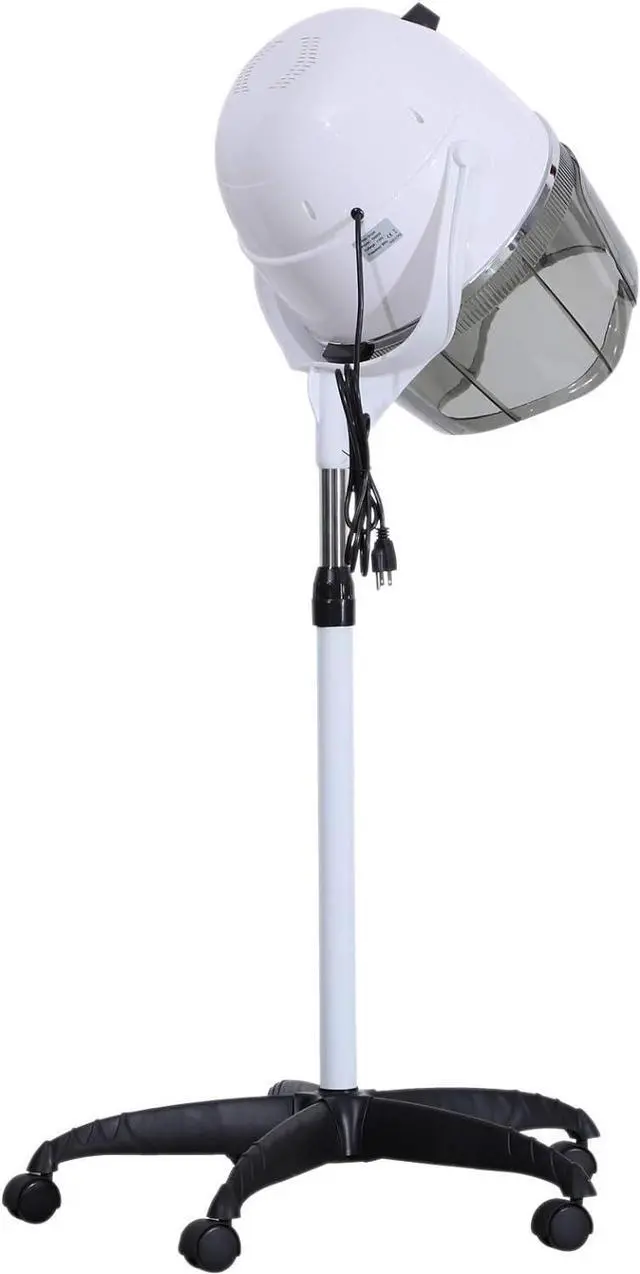 Alt view image 4 of 7 - BarberPub Adjustable Hooded Floor Hair Bonnet Dryer Professional Stand Up Rolling Base with Wheels Beauty Salon Spa Equipment VHD08 (Pure White)