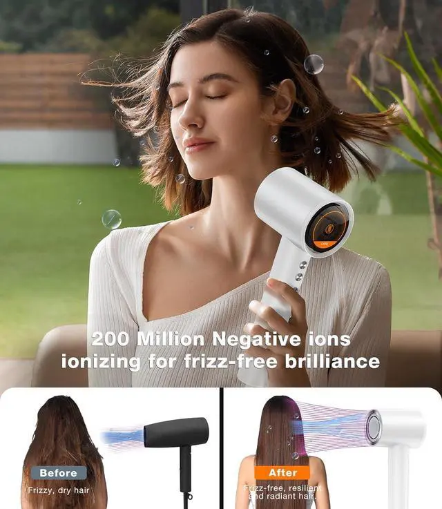 Alt view image 4 of 7 - TORRAS Stream High Speed Hair Dryer, Arctic White, 1600W, Hair Care Mode, 200 Millions Ionic Technology, 3 Speeds & 3 Heat Levels, with Concentrator & Diffuser