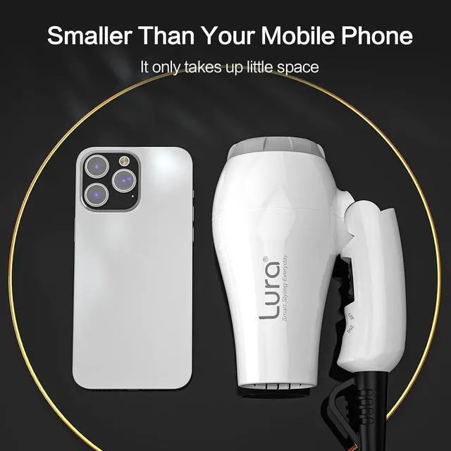 Alt view image 2 of 6 - Foldable Travel Hair Dreyr Mini:Dual Voltage Lightweight Blow Dryer with Pouch,1200w Compact Pink Small Hair Dryer for Acrylic Paint Pouring(White)