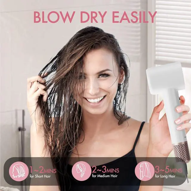 Alt view image 2 of 6 - Negative Ionic High Speed Hair Dryer, Professional Brushless Blow Dryer for Fast Drying, 2 Speeds & 4 Temps Thermo-Control, Lightweight & Quiet Hairdryer for Home & Travel
