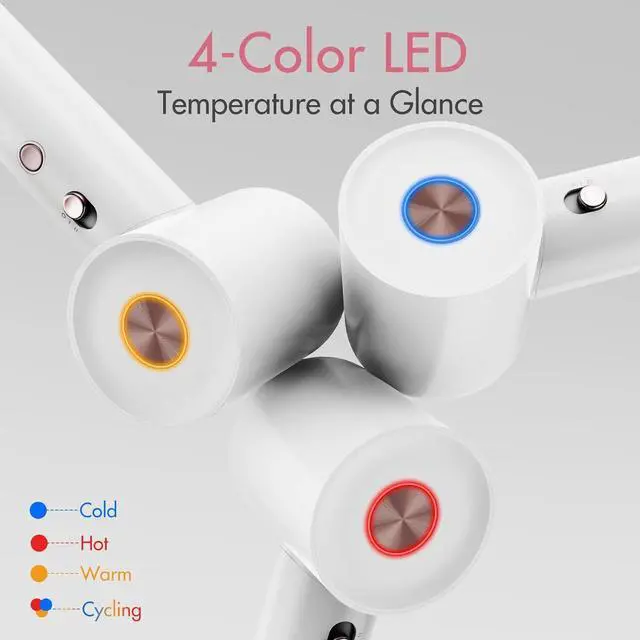 Alt view image 6 of 6 - Negative Ionic High Speed Hair Dryer, Professional Brushless Blow Dryer for Fast Drying, 2 Speeds & 4 Temps Thermo-Control, Lightweight & Quiet Hairdryer for Home & Travel