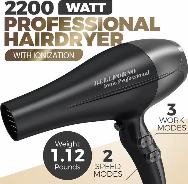 Alt view image 4 of 7 - Fast-Dry 2200W Negative Ionic Ceramic Hair Dryer Tourmaline Technology - Lightweight & Quiet Professional Salon Blow Dryer with ADC Motor - hairdryer