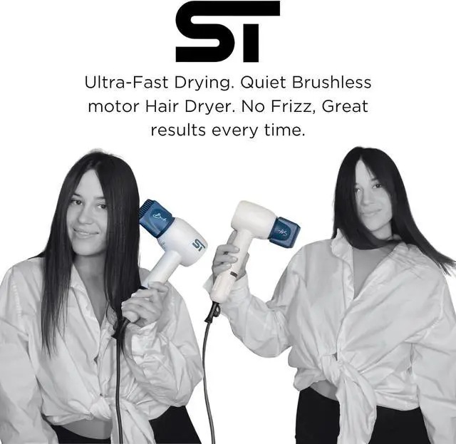 Alt view image 3 of 7 - Supreme Trimmer Hair Dryer Negative Ion 110,000 RPM | Fast Drying & Low Noise Blow Dryer 1400W Brushless Motor | Magnetic Attachments, 3 Heat & 3 Speed Settings + Cool Shot | SHD347 White