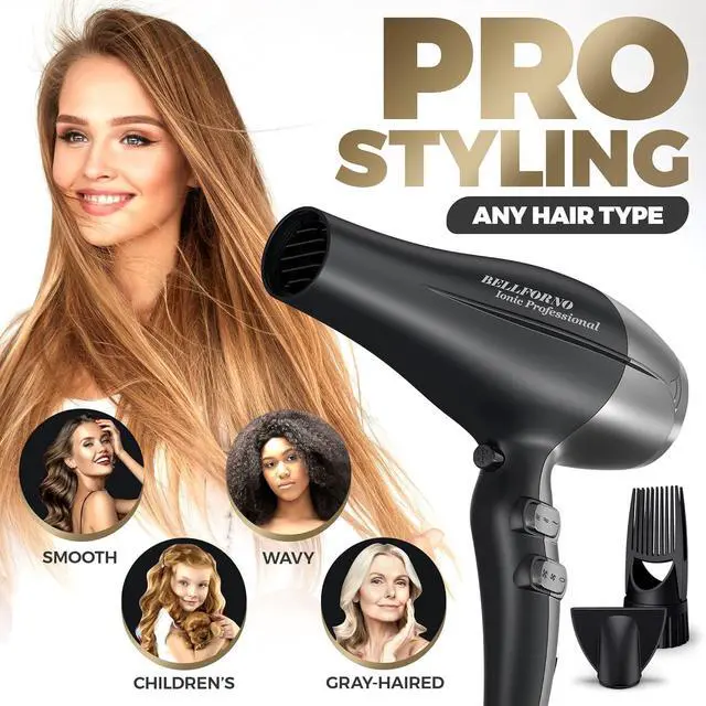 Alt view image 6 of 7 - Fast-Dry 2200W Negative Ionic Ceramic Hair Dryer Tourmaline Technology - Lightweight & Quiet Professional Salon Blow Dryer with ADC Motor - hairdryer