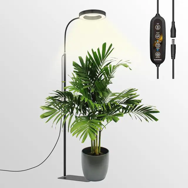 Main image of Grow Lights for Indoor Plants, 20W Full Spectrum LED Grow Light Floor Lamp with Stand Adjustable Height and Angle, Black Plant Light with 3/9/12H Grow Light Timer