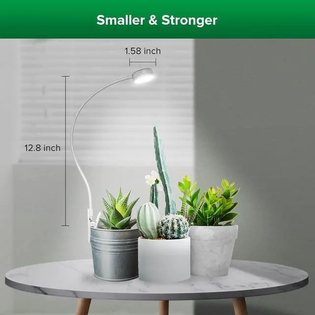Alt view image 3 of 7 - SANSI Grow Lights for Indoor Plants, Pot Clip LED Plant Lights for Indoor Growing, Full Spectrum, with 4-Level Dimmable, Auto On Off 3 6 12 Hrs Timer for Small Plants, Gardening Gifts White 5V 2-Pack