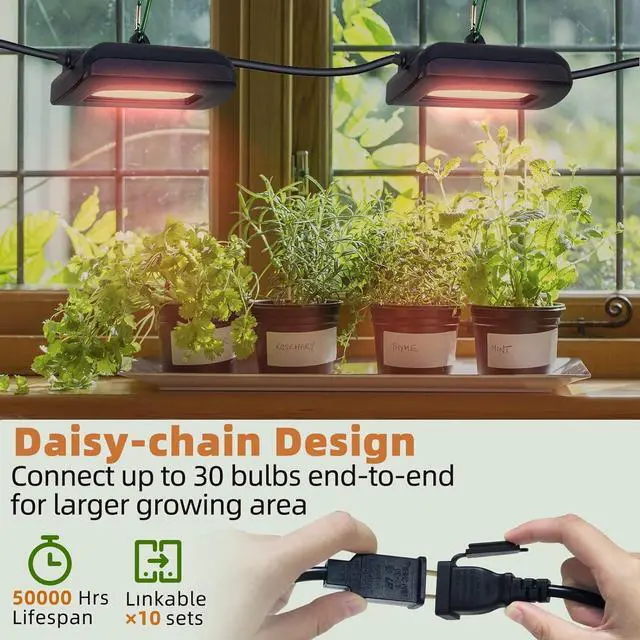 Alt view image 4 of 6 - 12FT Outdoor Grow Lights LED String Plant Light, IP65 Waterproof, Full Spectrum, 120V, ETL Listed, 33.89 umol/s, Linkable Grow Light for Greenhouse & Outdoor Garden & Raised Bed (3-Bulbs)
