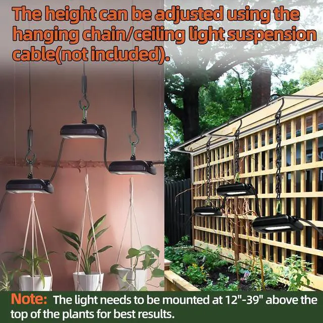 Alt view image 6 of 6 - 12FT Outdoor Grow Lights LED String Plant Light, IP65 Waterproof, Full Spectrum, 120V, ETL Listed, 33.89 umol/s, Linkable Grow Light for Greenhouse & Outdoor Garden & Raised Bed (3-Bulbs)