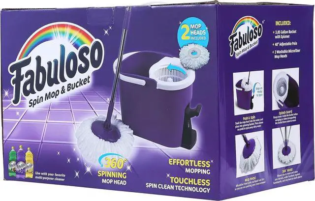 Alt view image 5 of 6 - Fabuloso Spin Mop and Bucket, Hands-Free Wringing Spin Bucket - Machine Washable and Replaceable Microfiber Mop Head, Adjustable Pole Length - Clean Your Floors with Ease