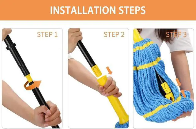 Alt view image 7 of 7 - Self-Wringing Twist Mops for Floor Cleaning, Microfiber Floor mop with 57 " Long Handle, Easy Wringing Mop for Hardwood Commercial Household Clean