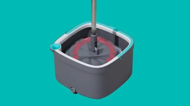 Alt view image 5 of 7 - True & Tidy True Clean Mop and Bucket System, Includes Square Spin Mop, Dual Compartment Mop Bucket and 2 Thick Machine Washable Mop Pads (Spin Mop with Gift Box)