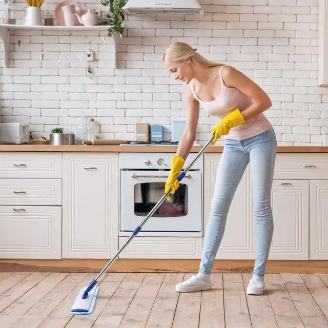 Alt view image 7 of 7 - 18" Professional Microfiber Mop Floor Cleaning System, Flat Mop with Stainless Steel Handle, 4 Reusable Washable Mop Pads, Wet and Dust Mopping for Hardwood, Vinyl, Laminate, Tile Cleaning