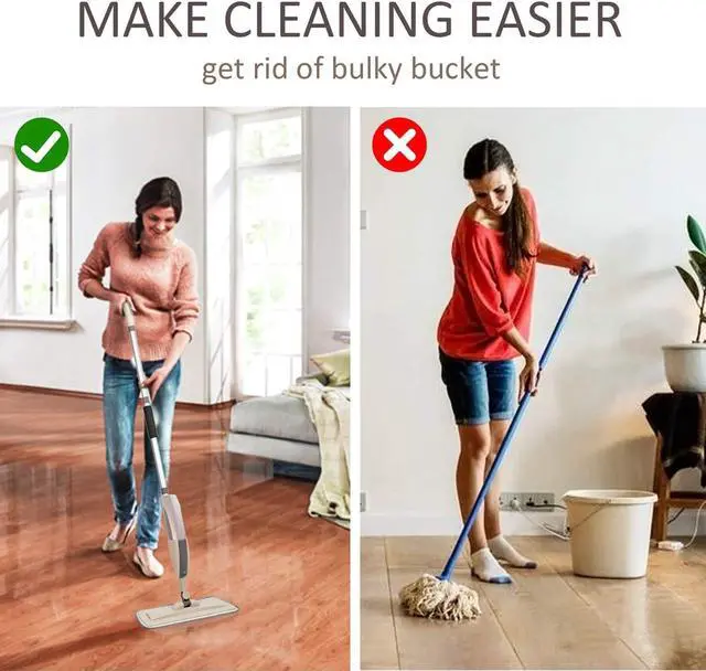 Alt view image 4 of 7 - Microfiber Spray Mop for Floor Cleaning, Dry Wet Wood Floor Mop with 3 pcs Washable Pads, Handle Flat Mop with Sprayer for Kitchen Wood Floor Hardwood Laminate Ceramic Tiles Dust