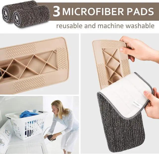 Alt view image 5 of 7 - Microfiber Spray Mop for Floor Cleaning, Dry Wet Wood Floor Mop with 3 pcs Washable Pads, Handle Flat Mop with Sprayer for Kitchen Wood Floor Hardwood Laminate Ceramic Tiles Dust
