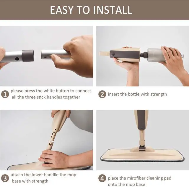 Alt view image 7 of 7 - Microfiber Spray Mop for Floor Cleaning, Dry Wet Wood Floor Mop with 3 pcs Washable Pads, Handle Flat Mop with Sprayer for Kitchen Wood Floor Hardwood Laminate Ceramic Tiles Dust